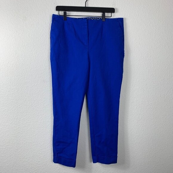 Boden Kensington Pants Blue Size 10R Stretch Cotton Turn-Up Hem Trouser Style - Picture 6 of 9